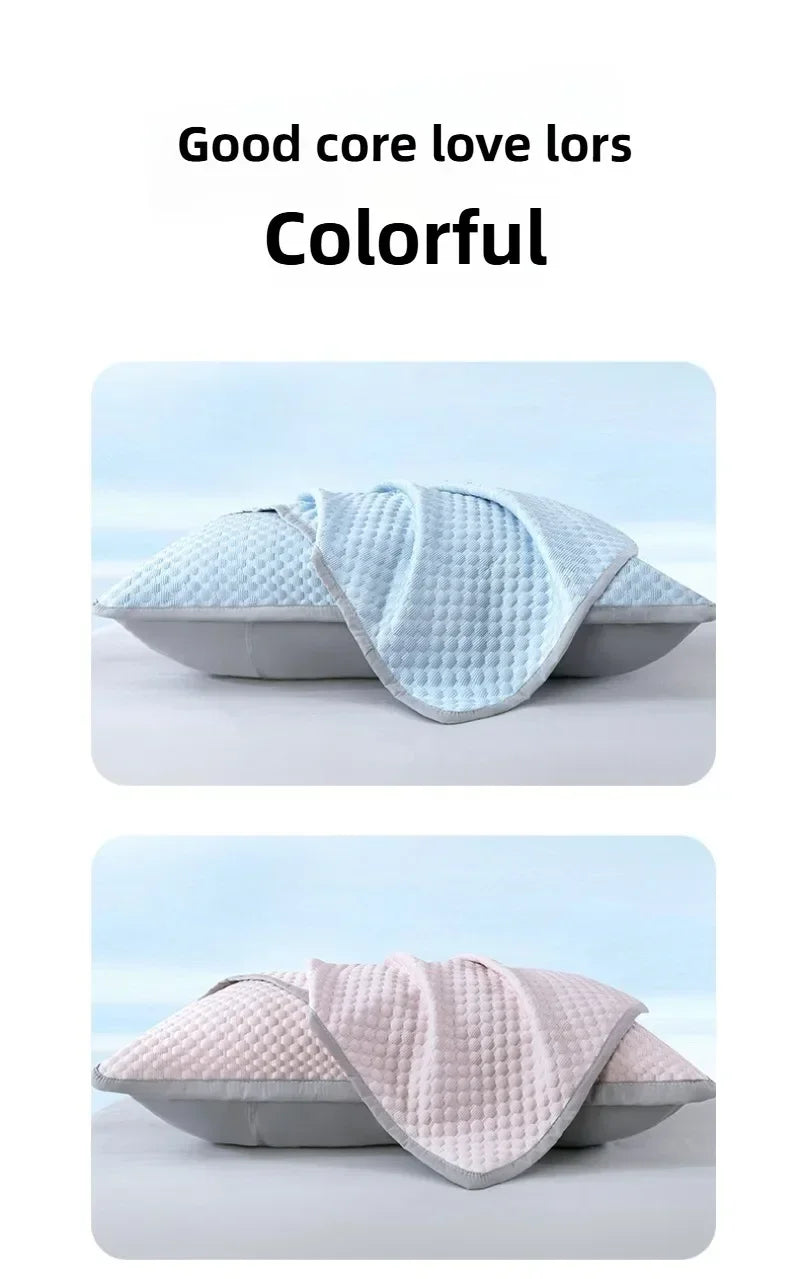 Summer Cooling Pillowcase Solid Color Ice Bean Bean Pillowcase Cool Feeling Air Conditioning Cover Washable (No Pillow) 48x74cm