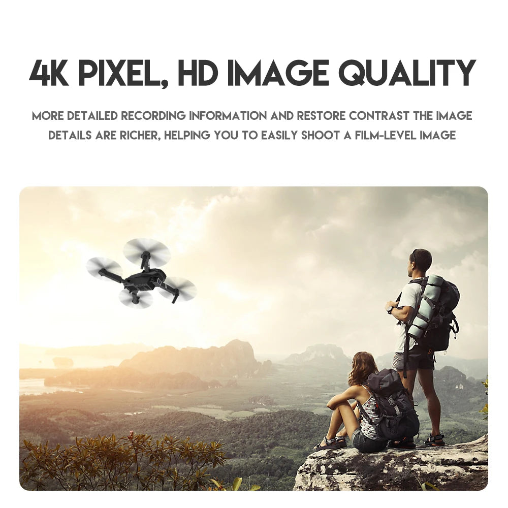2024 E88Pro RC Drone 4K Professional with 1080P Wide-Angle HD Camera, Foldable Helicopter, Wi-Fi FPV, Height Hold, Gift Toy - 02ALABA