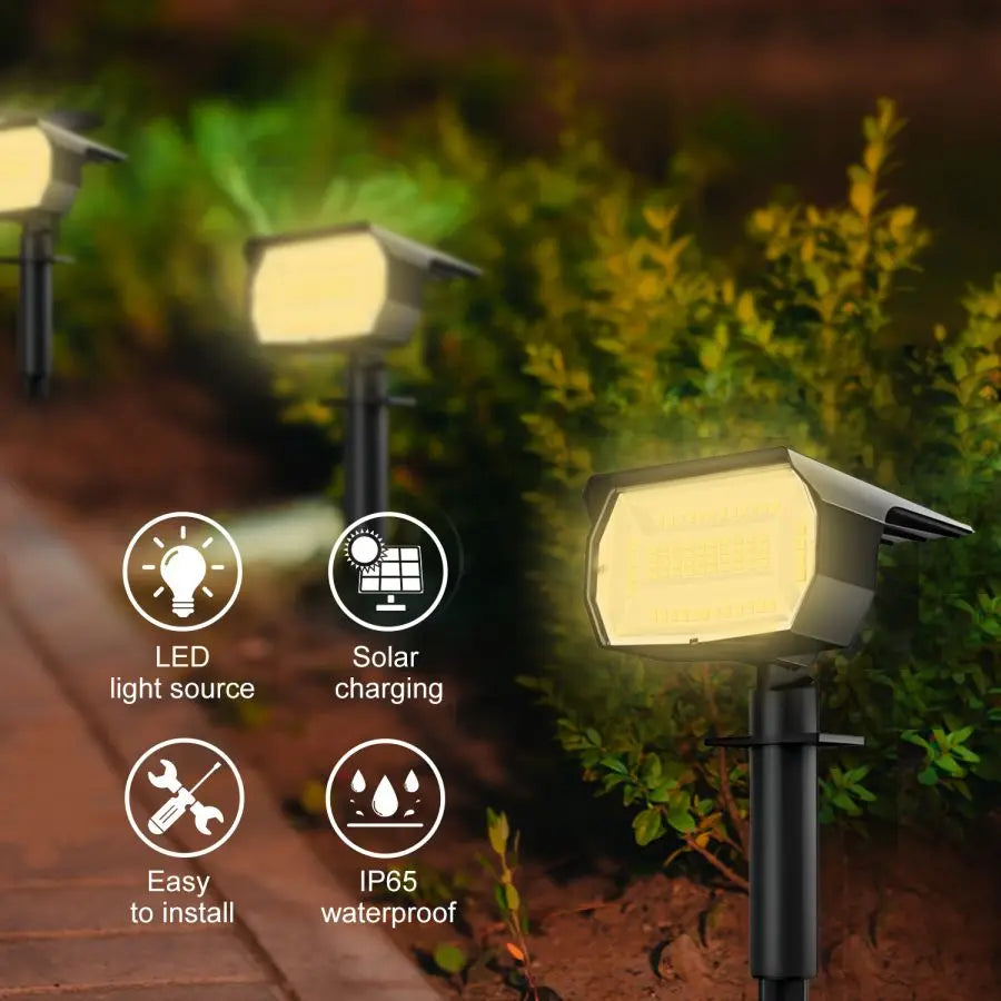 72/68 LED Solar Landscape Lights, IP65 Waterproof Outdoor Solar Light with 3 Modes, Solar Garden Spotlight for Yard, Lawn, Walkway. - 02ALABA