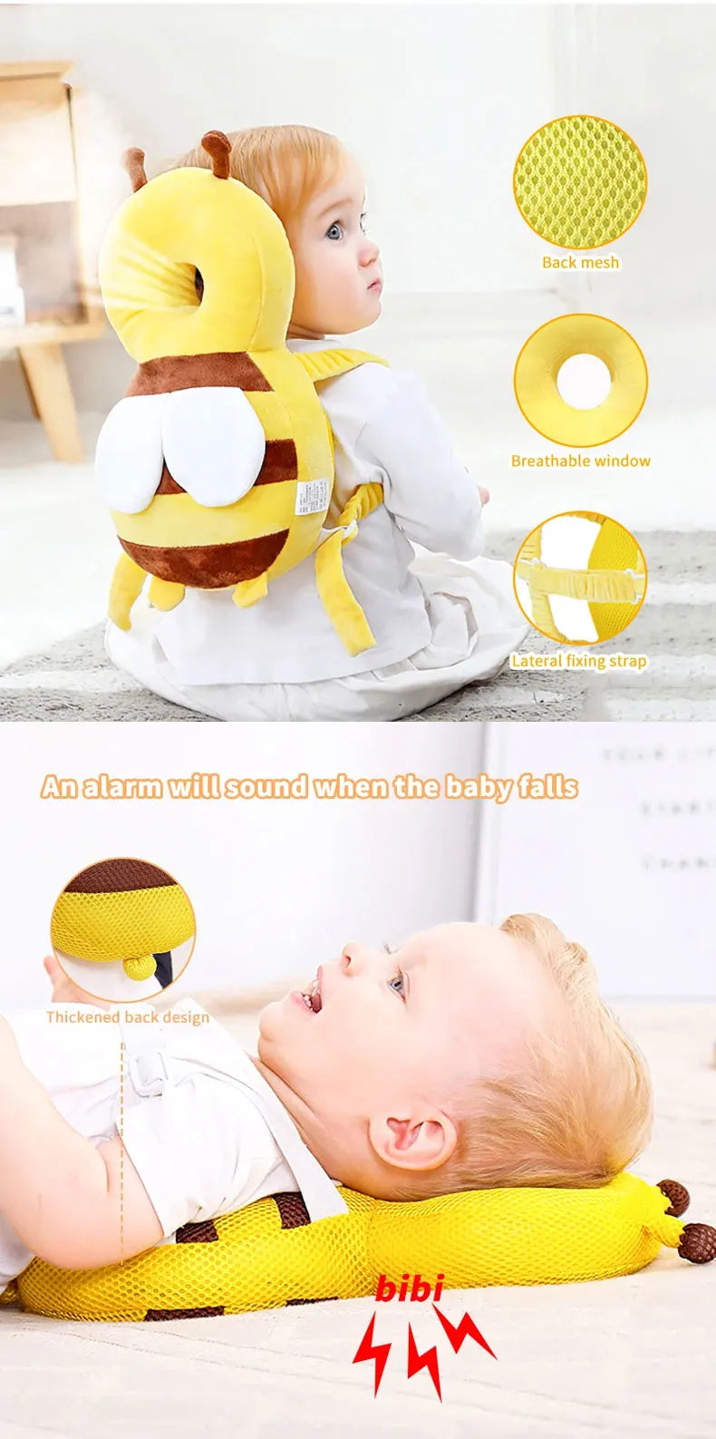 Head Back Protector Baby Protect Pillow Learn Walk Head Protector Cushion Anti Fall Backward Cap Carry Cartoon Kids Safe Bibi