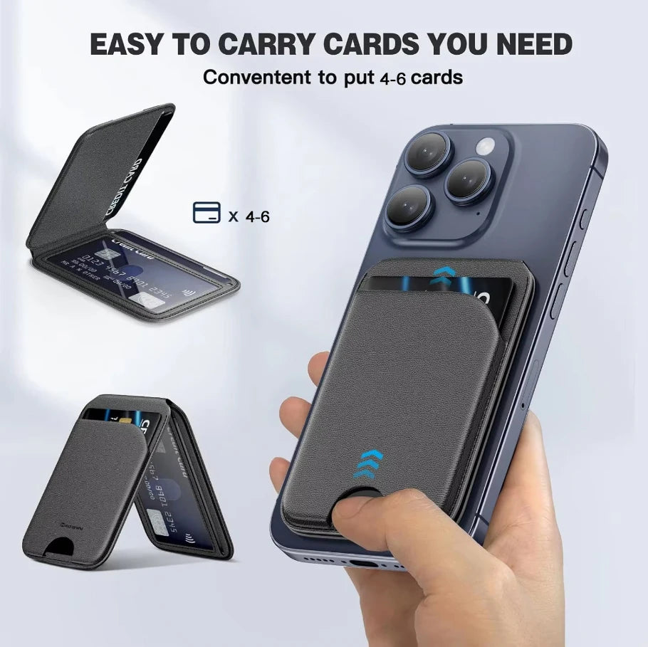 Mini Magnetic Wallet Phone Stand for iPhone16 15 14 12 Lightweight MagSafe Phone Card Stand Leather Magnetic Card Holder