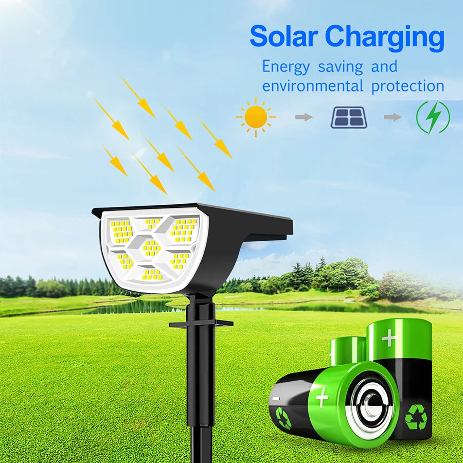 72/68 LED Solar Landscape Lights, IP65 Waterproof Outdoor Solar Light with 3 Modes, Solar Garden Spotlight for Yard, Lawn, Walkway. - 02ALABA