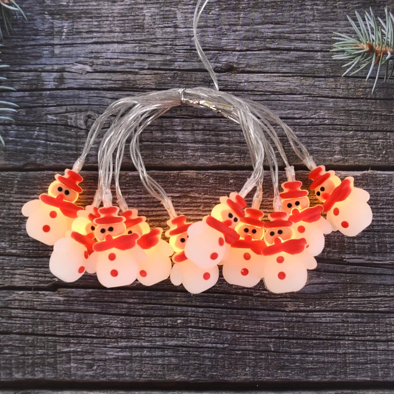 1.5/3M LED Christmas String Lights featuring Santa Claus, Snowman, and Xmas Tree Ornaments, perfect for 2024 Christmas Home Decorations and as a 2025 New Year Gift. - 02ALABA