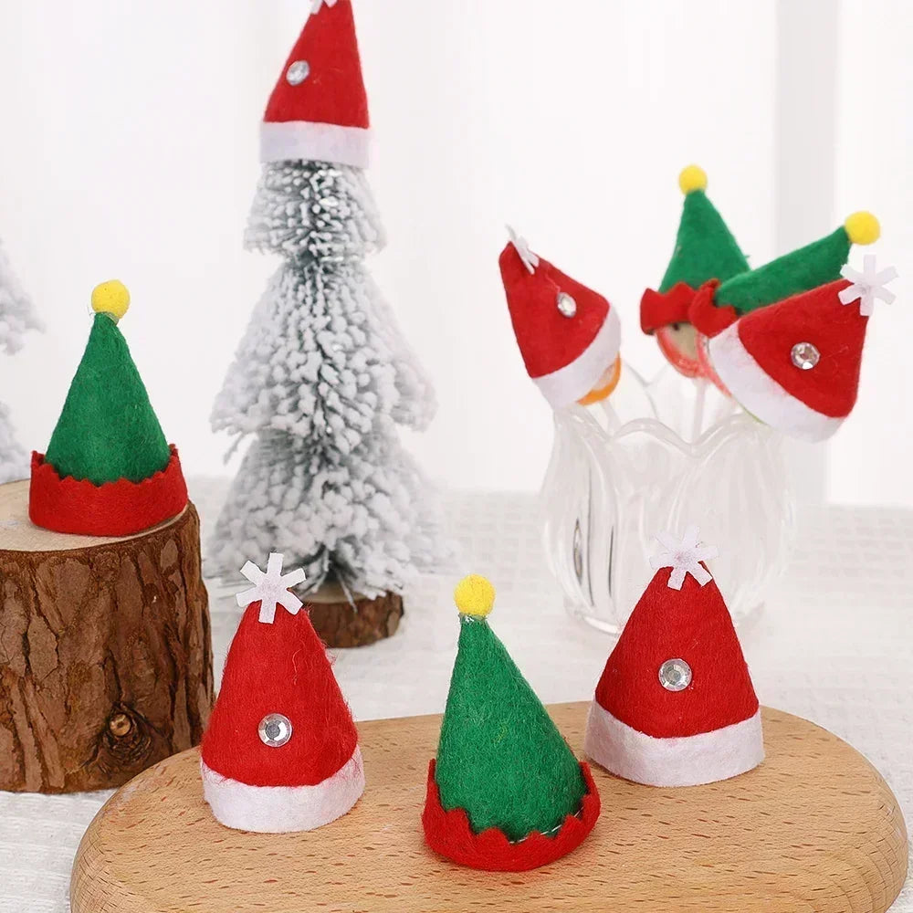Christmas Wine Bottle Cover Caps, Red and Green Xmas Hat and Scarf Sets, Home Ornament, Festival Party Tableware Decoration Supplies - 02ALABA