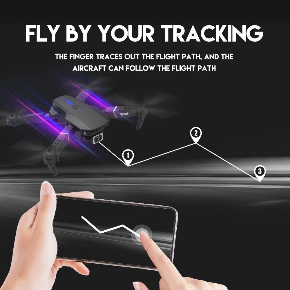 2024 E88Pro RC Drone 4K Professional with 1080P Wide-Angle HD Camera, Foldable Helicopter, Wi-Fi FPV, Height Hold, Gift Toy - 02ALABA