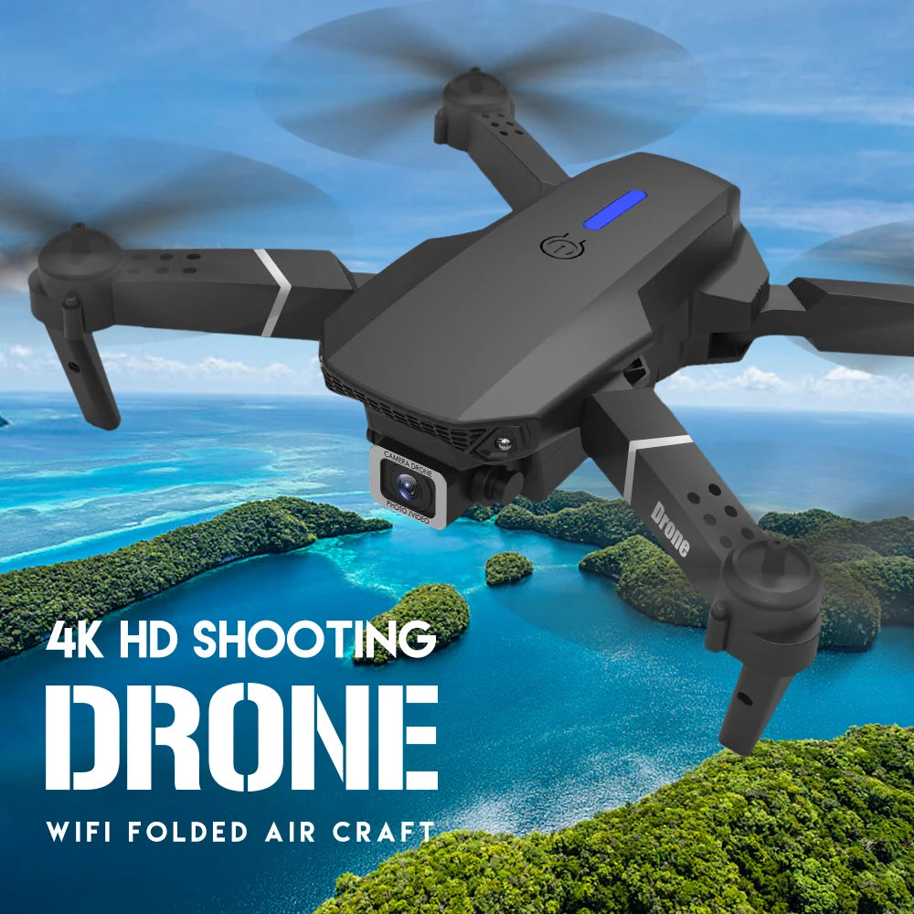 2024 E88Pro RC Drone 4K Professional with 1080P Wide-Angle HD Camera, Foldable Helicopter, Wi-Fi FPV, Height Hold, Gift Toy - 02ALABA