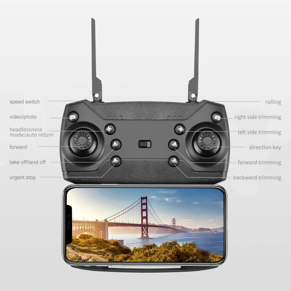 2024 E88Pro RC Drone 4K Professional with 1080P Wide-Angle HD Camera, Foldable Helicopter, Wi-Fi FPV, Height Hold, Gift Toy - 02ALABA