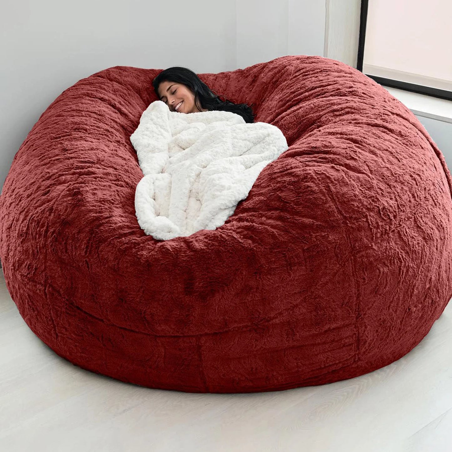No-Stuffing Gray Bean Bag Chair: Giant Pouf Sofa Bed, Puff Futon Room Seat, Tatami Relax Lounge Furniture - Bag Case Only - 02ALABA