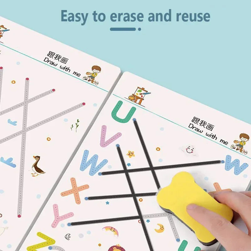 Magical Tracing Workbook: Montessori Educational Calligraphy Copybook for Kids - Reusable Pen Control Training - 02ALABA