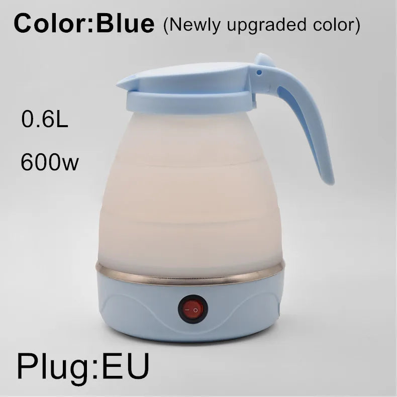 220V 0.6L Mini Folding Kettle Portable Water Heater 600W Silicone Compression Electric Kettle Home Kettle Easy To Travel