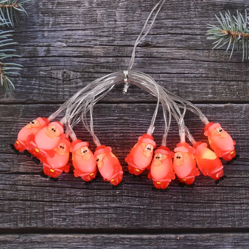 1.5/3M LED Christmas String Lights featuring Santa Claus, Snowman, and Xmas Tree Ornaments, perfect for 2024 Christmas Home Decorations and as a 2025 New Year Gift. - 02ALABA