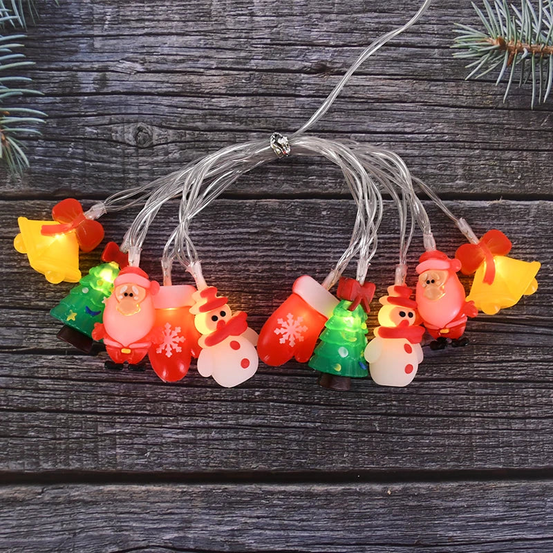1.5/3M LED Christmas String Lights featuring Santa Claus, Snowman, and Xmas Tree Ornaments, perfect for 2024 Christmas Home Decorations and as a 2025 New Year Gift. - 02ALABA