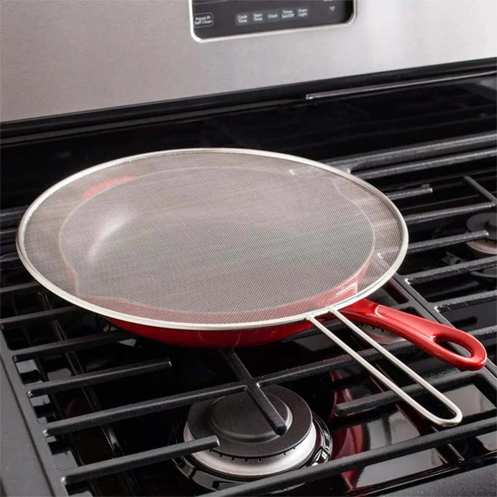 Stainless Steel Oil-Splash Guard for Cooking – Split Design Non-Stick Splatter Cover for Pans & Pots, Reusable Kitchen Tool