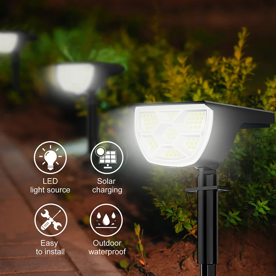 72/68 LED Solar Landscape Lights, IP65 Waterproof Outdoor Solar Light with 3 Modes, Solar Garden Spotlight for Yard, Lawn, Walkway. - 02ALABA