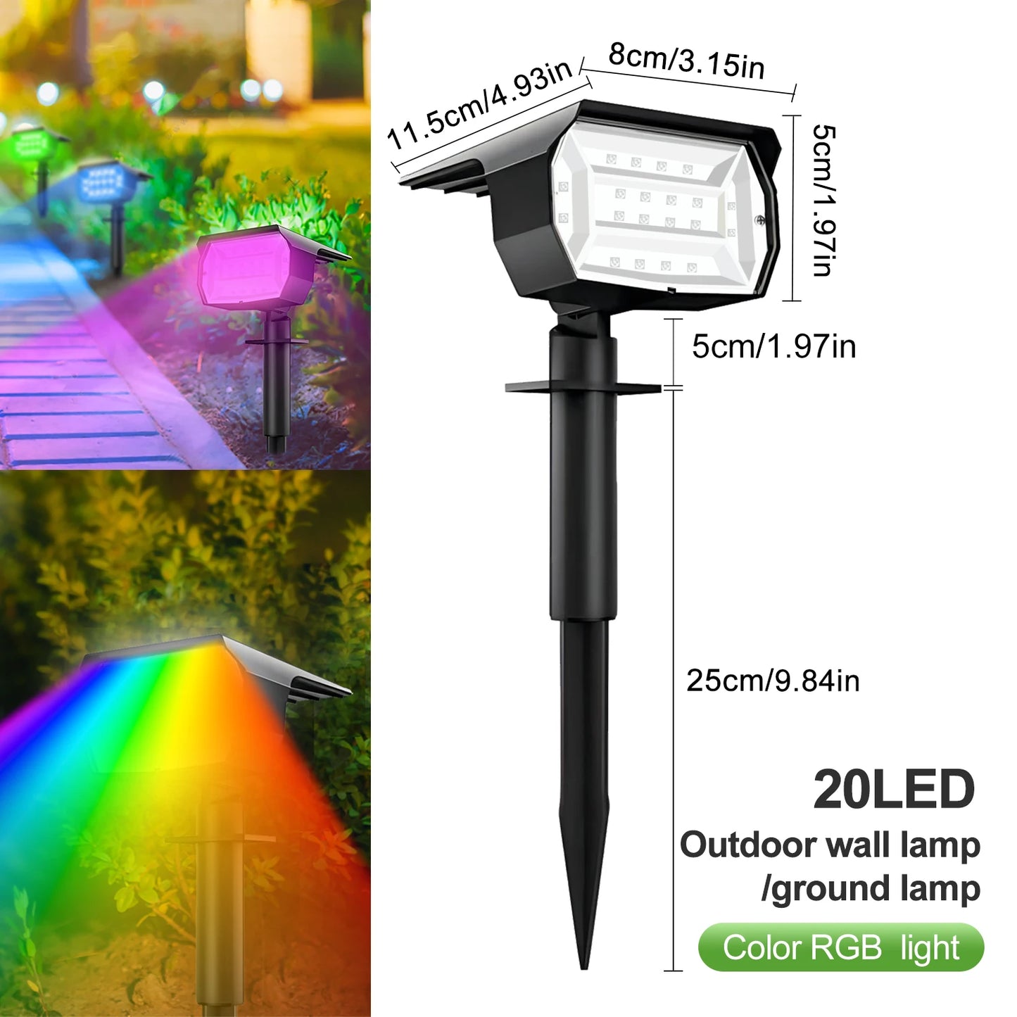 72/68 LED Solar Landscape Lights, IP65 Waterproof Outdoor Solar Light with 3 Modes, Solar Garden Spotlight for Yard, Lawn, Walkway. - 02ALABA
