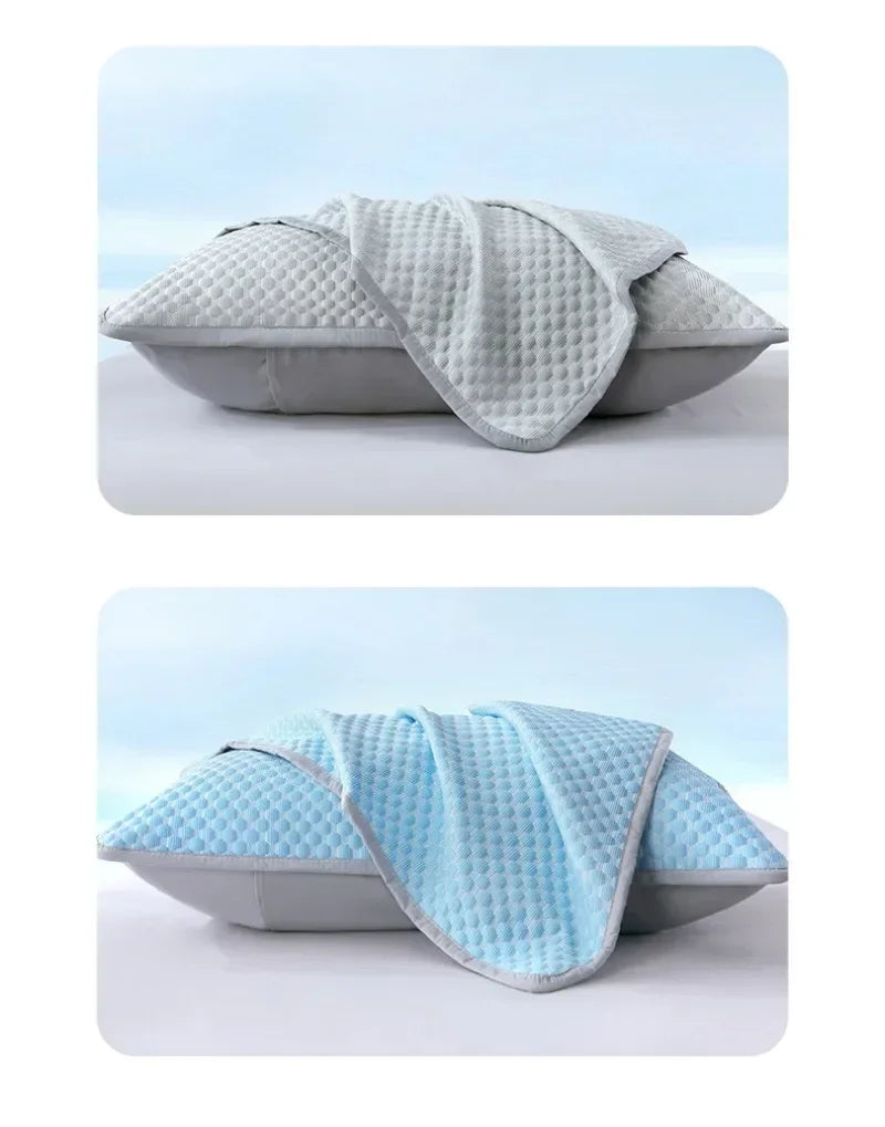 Summer Cooling Pillowcase Solid Color Ice Bean Bean Pillowcase Cool Feeling Air Conditioning Cover Washable (No Pillow) 48x74cm