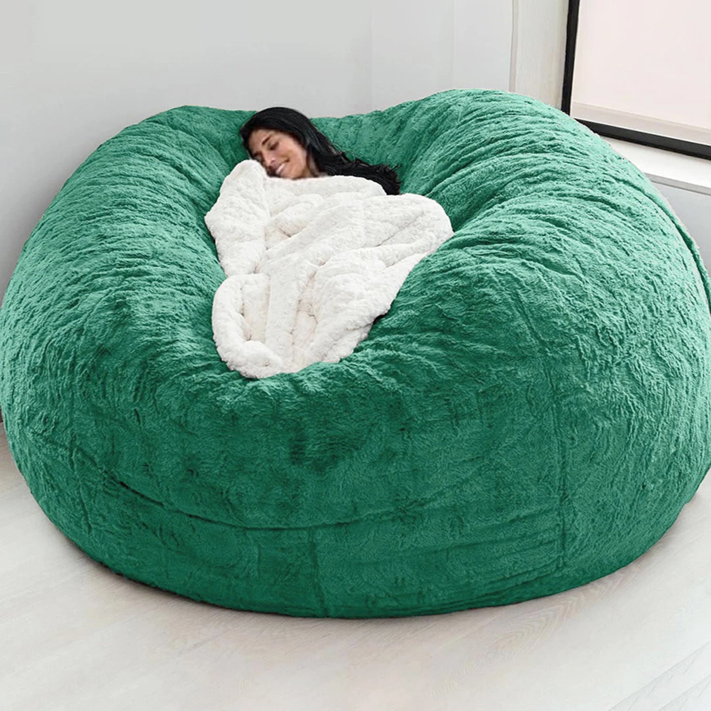 No-Stuffing Gray Bean Bag Chair: Giant Pouf Sofa Bed, Puff Futon Room Seat, Tatami Relax Lounge Furniture - Bag Case Only - 02ALABA