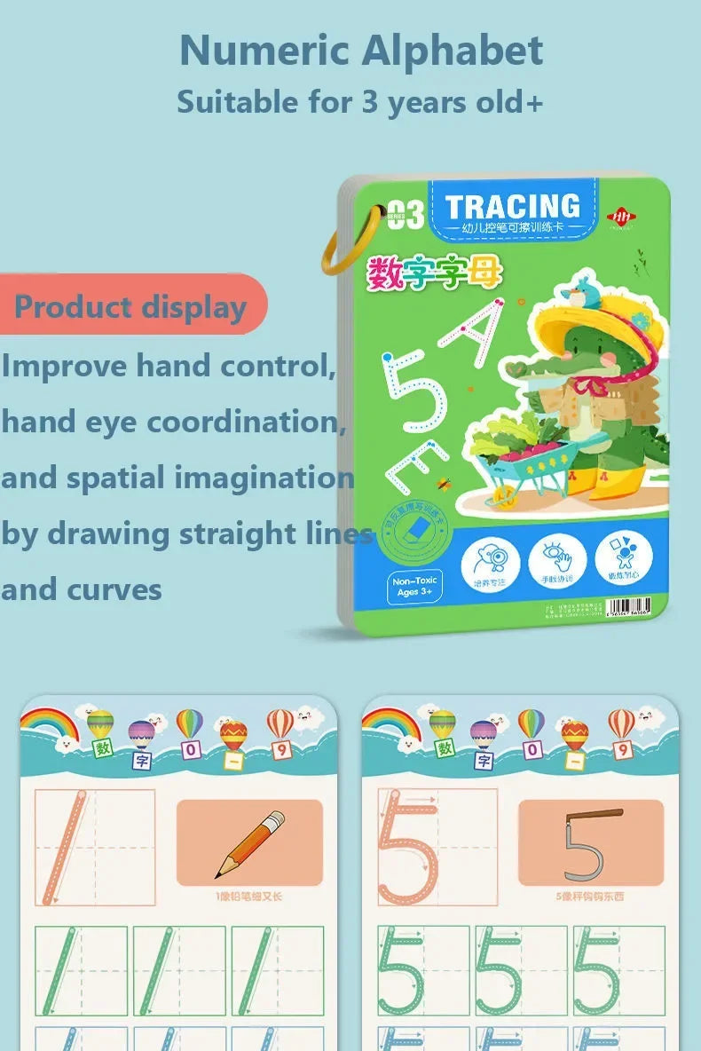 Magical Tracing Workbook: Montessori Educational Calligraphy Copybook for Kids - Reusable Pen Control Training