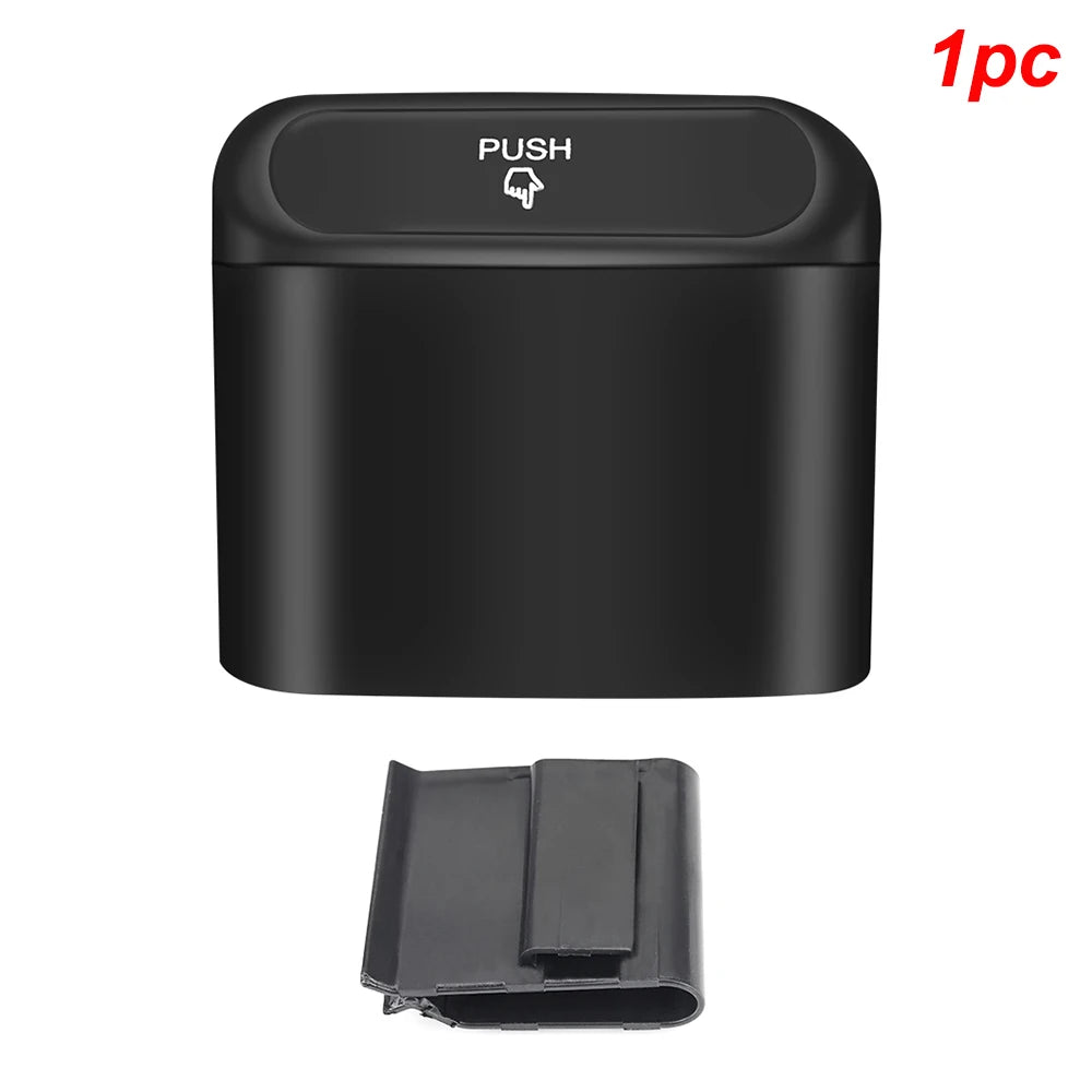 1L Car Interior Storage Case Trash Bin Push Can Mini Tray Dustbin Garbage Box Door Seat Clip Stand Holder Automotive Accessories