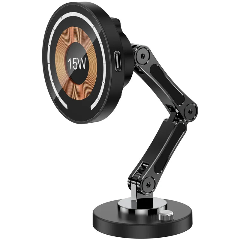 Magnetic Car Wireless Charger Stand, Magnet Car Mount, Fast Charging Station, Phone Holder Bracket for iPhone 15, 14, 13, 12 Pro Max - 02ALABA