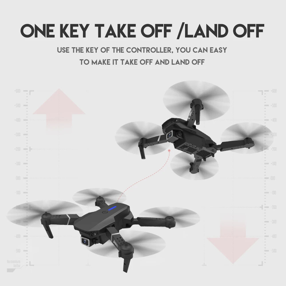 2024 E88Pro RC Drone 4K Professional with 1080P Wide-Angle HD Camera, Foldable Helicopter, Wi-Fi FPV, Height Hold, Gift Toy - 02ALABA