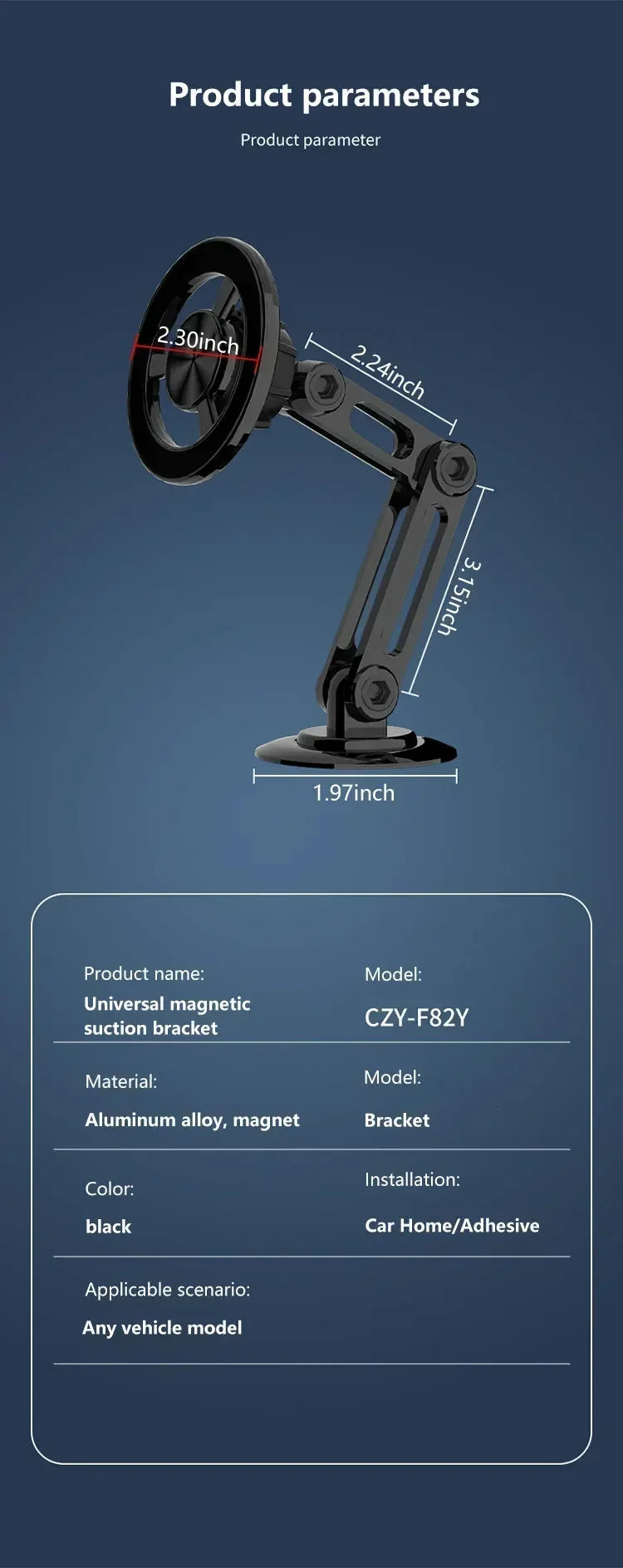 Magnetic Car Wireless Charger Stand, Magnet Car Mount, Fast Charging Station, Phone Holder Bracket for iPhone 15, 14, 13, 12 Pro Max - 02ALABA