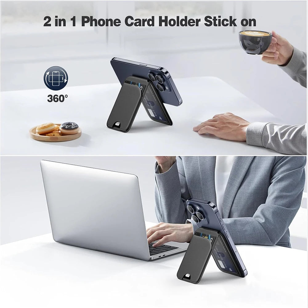 Mini Magnetic Wallet Phone Stand for iPhone16 15 14 12 Lightweight MagSafe Phone Card Stand Leather Magnetic Card Holder