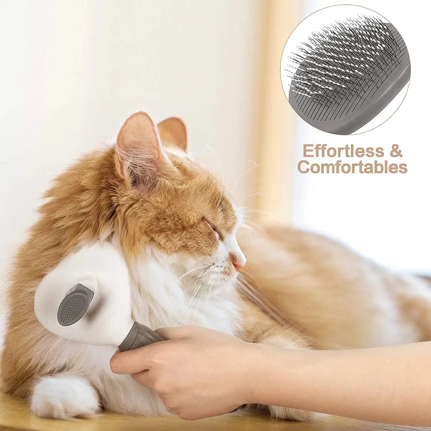 Self-Cleaning Pet Brush, Cat and Dog Comb, Hair Remover Tool for Dogs and Cats, Grooming Accessories, Pets' Dematting Comb - 02ALABA
