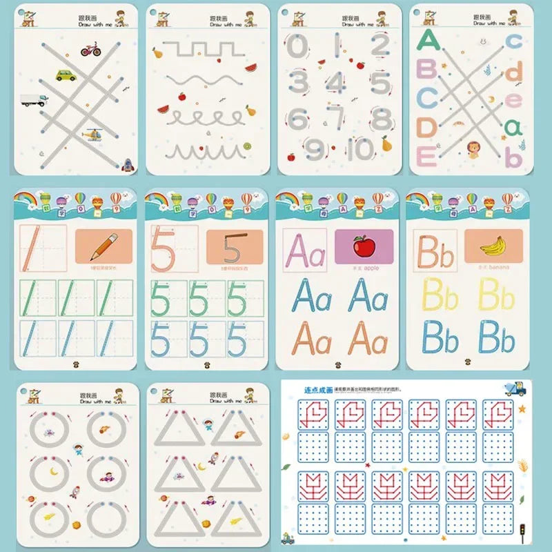 Magical Tracing Workbook: Montessori Educational Calligraphy Copybook for Kids - Reusable Pen Control Training - 02ALABA