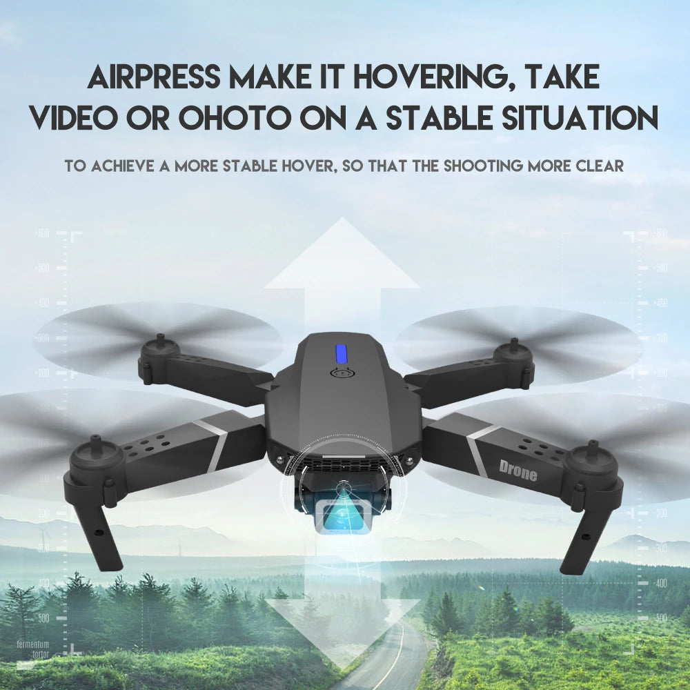 2024 E88Pro RC Drone 4K Professional with 1080P Wide-Angle HD Camera, Foldable Helicopter, Wi-Fi FPV, Height Hold, Gift Toy - 02ALABA