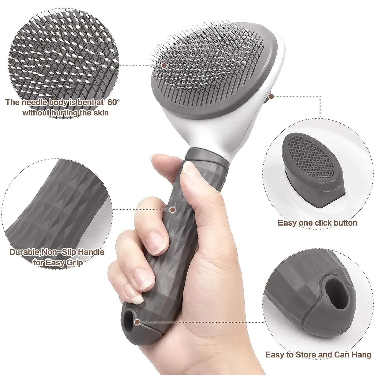 Self-Cleaning Pet Brush, Cat and Dog Comb, Hair Remover Tool for Dogs and Cats, Grooming Accessories, Pets' Dematting Comb - 02ALABA