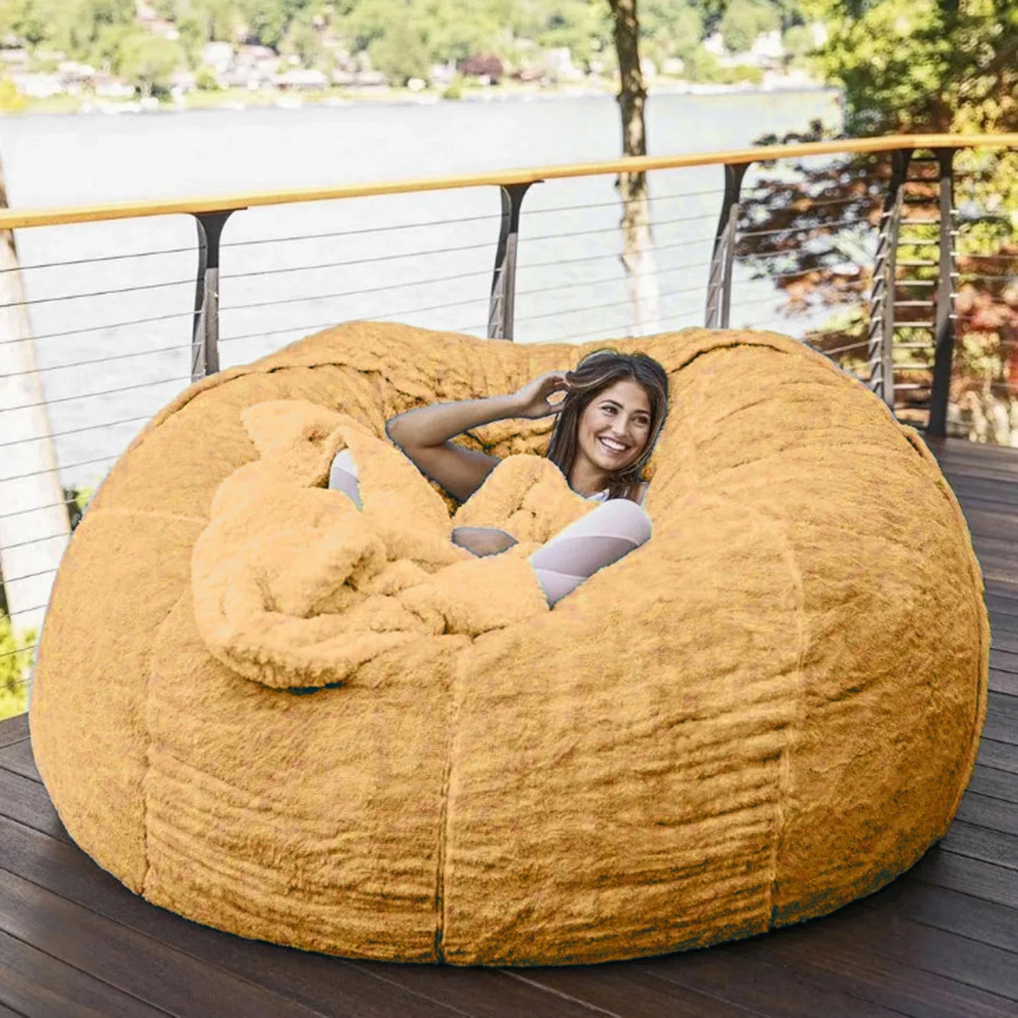 No-Stuffing Gray Bean Bag Chair: Giant Pouf Sofa Bed, Puff Futon Room Seat, Tatami Relax Lounge Furniture - Bag Case Only - 02ALABA