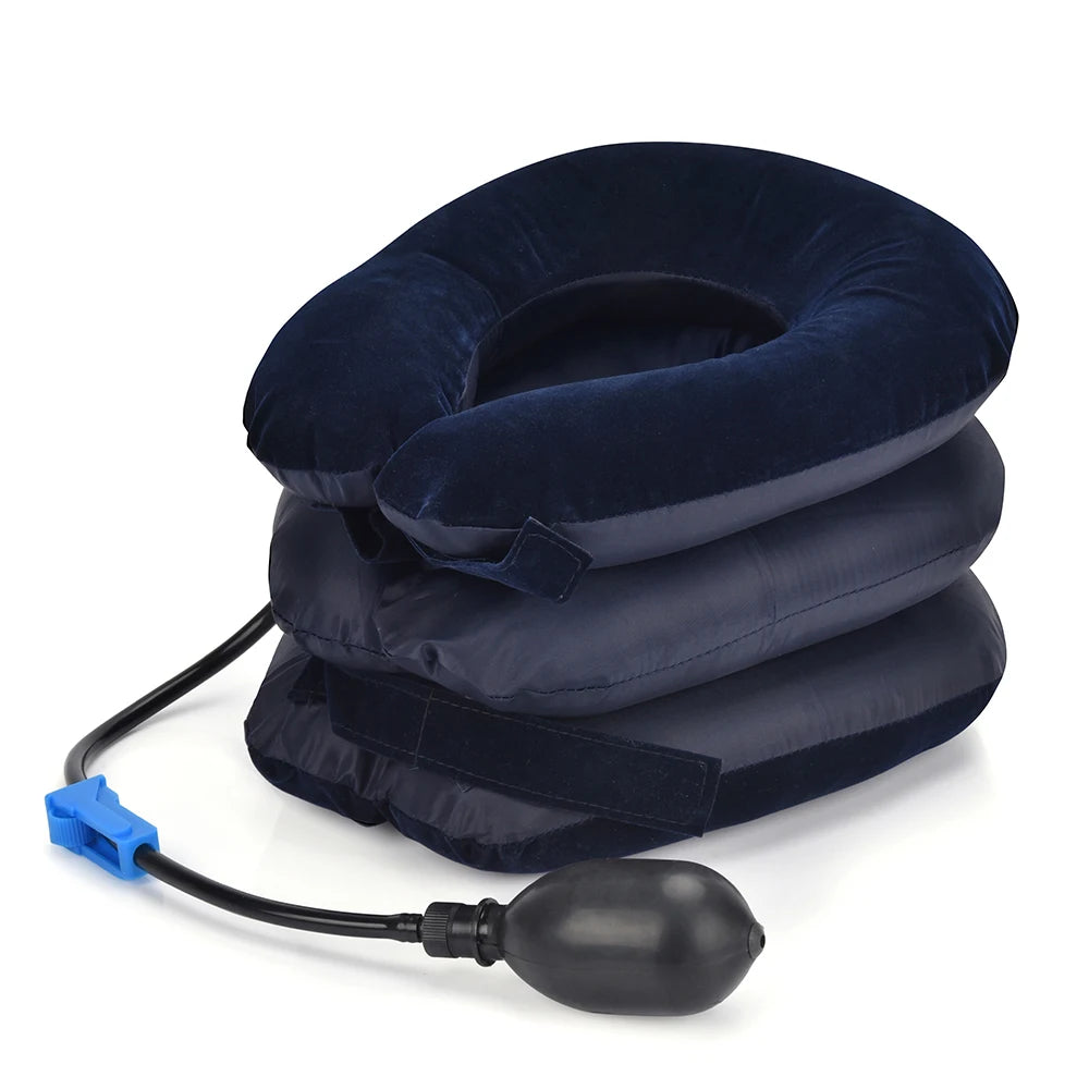 3 Layers Neck Massager Collar Relief, Air Inflatable Cervical Vertebra Therapy Pain Relief Pillow - 02ALABA