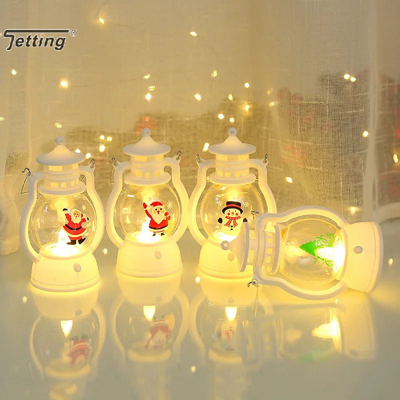 LED Lantern Lights featuring Santa Claus, Snowman, and Christmas Tree designs, perfect as Merry Christmas decorations for homes. - 02ALABA