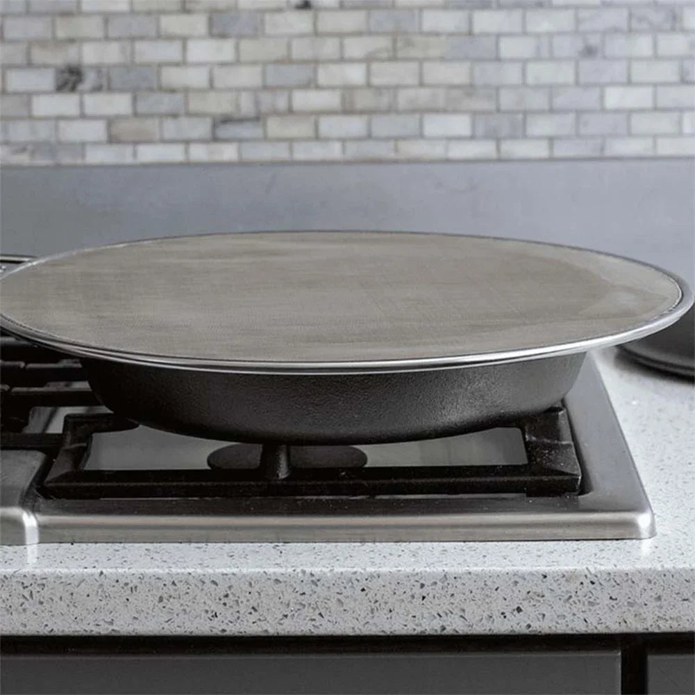 Stainless Steel Oil-Splash Guard for Cooking – Split Design Non-Stick Splatter Cover for Pans & Pots, Reusable Kitchen Tool