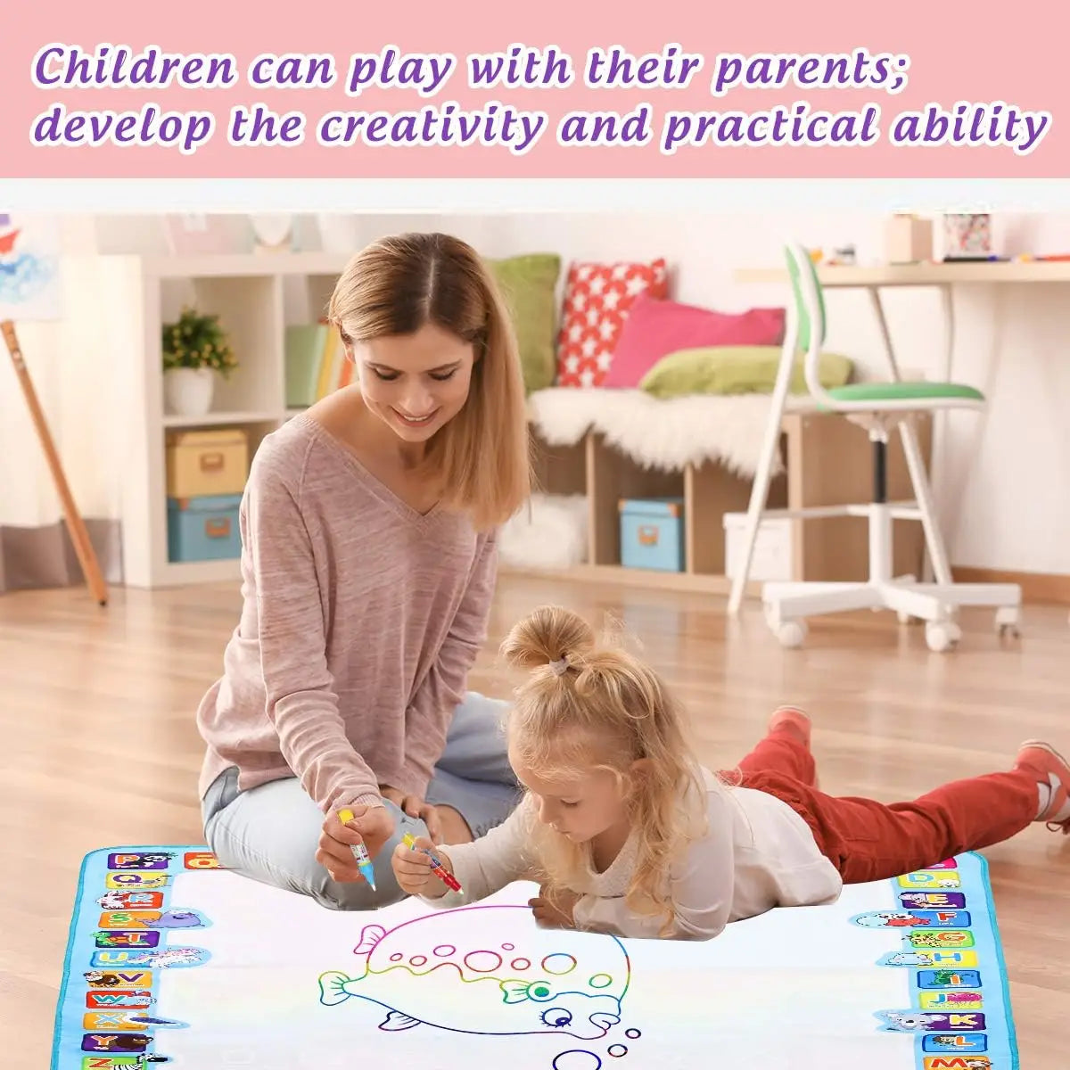 Magic Water Drawing Mat Reusable Doodle Painting Board with Pens Montessori Educational Toys for Kids Halloween Christmas Gift