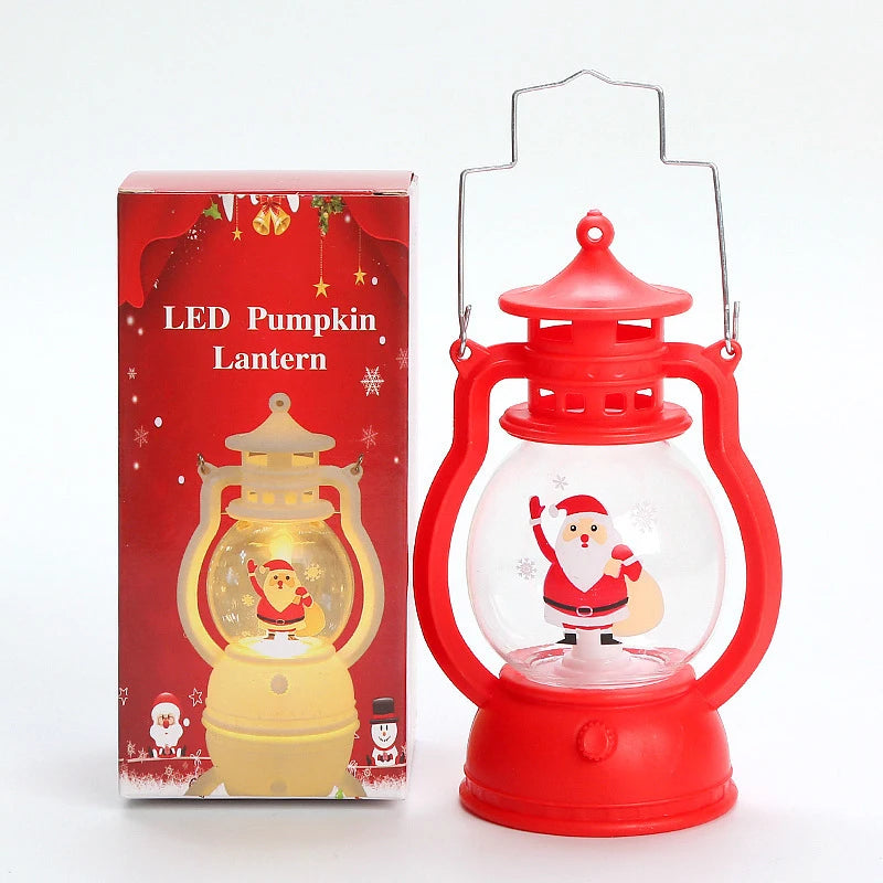 LED Lantern Lights featuring Santa Claus, Snowman, and Christmas Tree designs, perfect as Merry Christmas decorations for homes. - 02ALABA