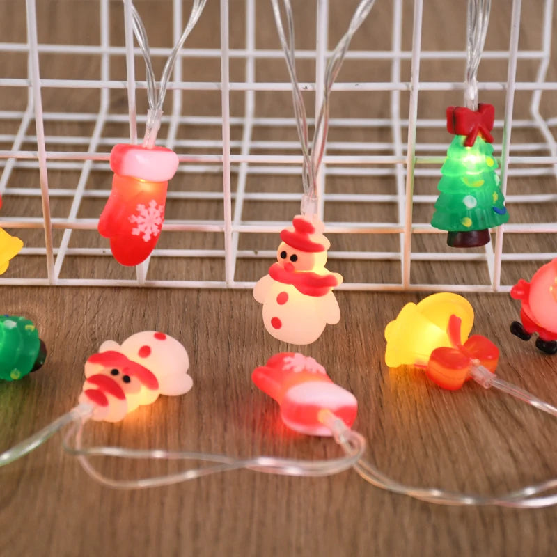 1.5/3M LED Christmas String Lights featuring Santa Claus, Snowman, and Xmas Tree Ornaments, perfect for 2024 Christmas Home Decorations and as a 2025 New Year Gift. - 02ALABA