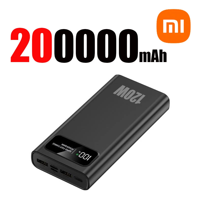 Xiaomi 120W Super Fast Charging 200000mAh High Capacity Power Bank Battery Digital Display Power Bank For Iphone Samsung Huawei - 02ALABA