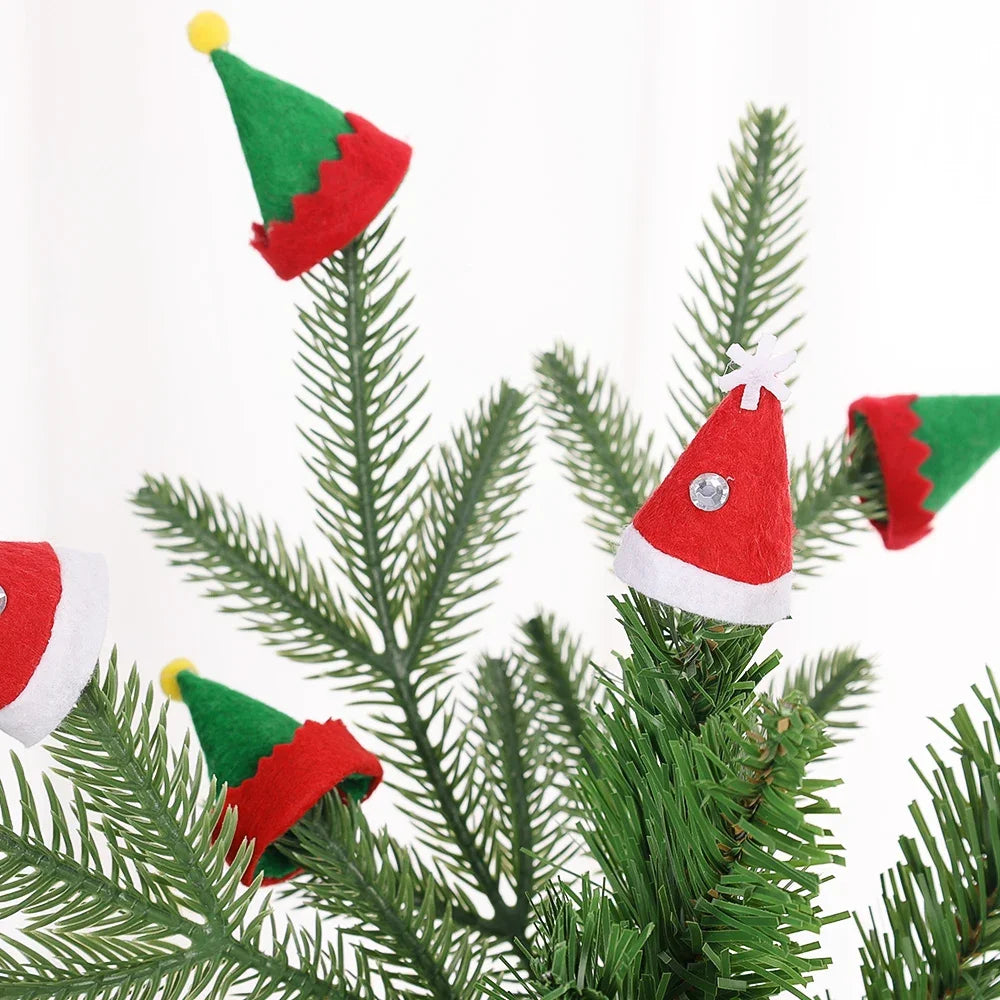 Christmas Wine Bottle Cover Caps, Red and Green Xmas Hat and Scarf Sets, Home Ornament, Festival Party Tableware Decoration Supplies - 02ALABA