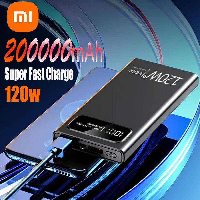 Xiaomi 120W Super Fast Charging 200000mAh High Capacity Power Bank Battery Digital Display Power Bank For Iphone Samsung Huawei - 02ALABA