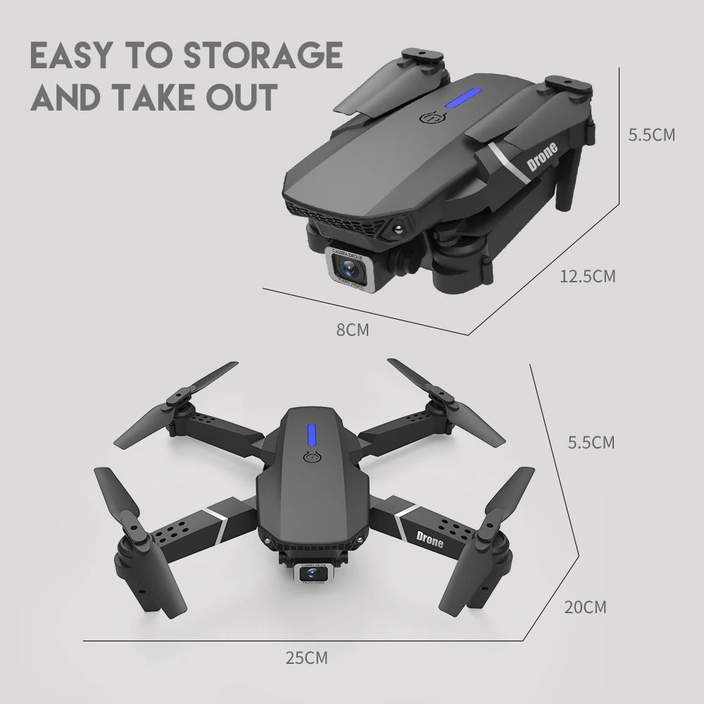 2024 E88Pro RC Drone 4K Professional with 1080P Wide-Angle HD Camera, Foldable Helicopter, Wi-Fi FPV, Height Hold, Gift Toy - 02ALABA