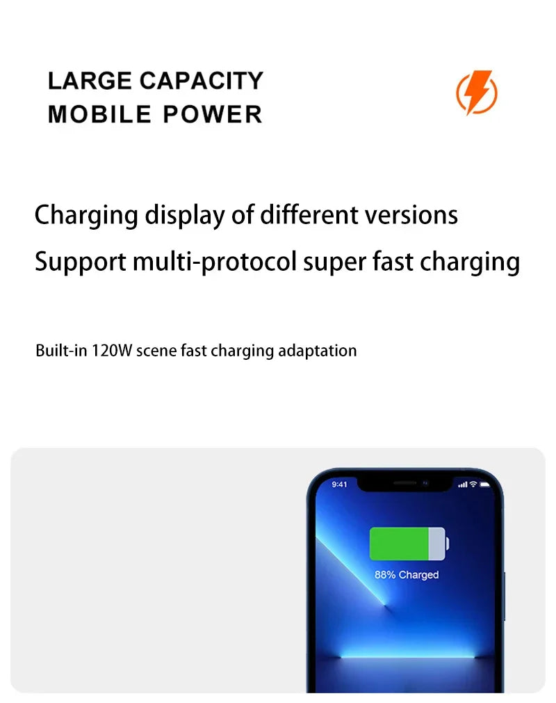 Xiaomi 120W Super Fast Charging 200000mAh High Capacity Power Bank Battery Digital Display Power Bank For Iphone Samsung Huawei - 02ALABA