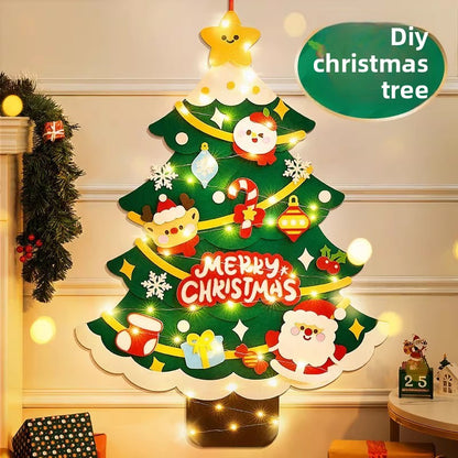 DIY Felt Christmas Tree Wall Decoration with LED Lights
