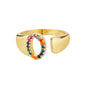 Rainbow Zircon Letter Rings For Women Fashion Chunky Wide Letter A-Z Stainless Steel Ring Wedding Boho Jewelry Gift 2024 - 02ALABA