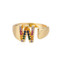 Rainbow Zircon Letter Rings For Women Fashion Chunky Wide Letter A-Z Stainless Steel Ring Wedding Boho Jewelry Gift 2024 - 02ALABA