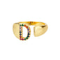 Rainbow Zircon Letter Rings For Women Fashion Chunky Wide Letter A-Z Stainless Steel Ring Wedding Boho Jewelry Gift 2024 - 02ALABA