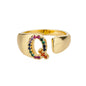 Rainbow Zircon Letter Rings For Women Fashion Chunky Wide Letter A-Z Stainless Steel Ring Wedding Boho Jewelry Gift 2024 - 02ALABA