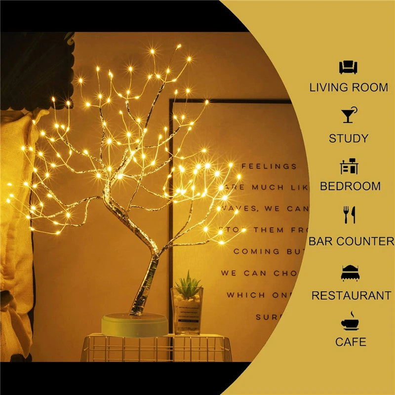 LED Night Light Mini Christmas Tree Copper Wire Garland Lamp. - 02ALABA