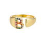 Rainbow Zircon Letter Rings For Women Fashion Chunky Wide Letter A-Z Stainless Steel Ring Wedding Boho Jewelry Gift 2024 - 02ALABA